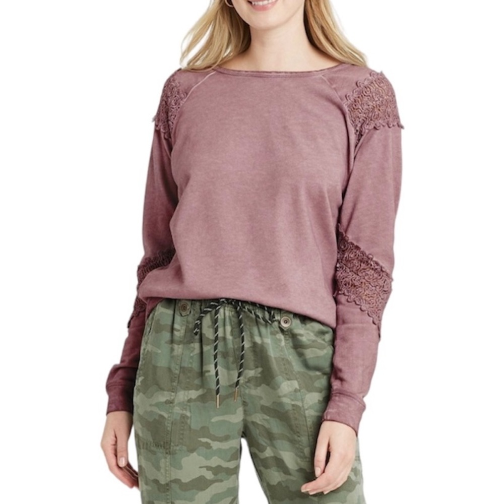 Knox Rose, XXL Sweatshirt Crochet Detail Dusty Purple NWOT
